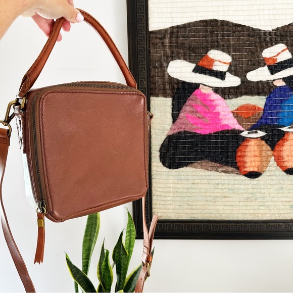 Madewell Handbags - Madewell The Square Satchel Zip Crossbody Leather Purse Brown English Saddle
